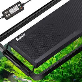 Aquarium Light Programmable Fish Tank Light with Blue Backlit LCD Screen, Adjustable Timer,3 Modes, Sunrise Sunset Simulation Multi-Color Full Spectrum Light for Freshwater Planted Tank 30"-36"