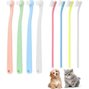8pcs Dog Cat Pet Pet Frushrush ، تنظيف الأسنان الصغيرة فرش أسنان فرشاة أسنان فرشاة صغيرة جرو Mini Tooth Bristles ناعم الأسنان مجموعة العناية بالأسنان للأسنان للقطن (أنماطان)