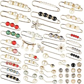 50pcs pearl brooch ، pant trainener ، دبوس أمان للملابس ، دبوس مزدوج من اللؤلؤ للنساء ، أزرار أزرار أزرار ملابس ملابس الزخرفة بانت ضحكة الشد دبوس السلامة