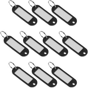 علامات مفتاح uxcell البلاستيكية مع تقسيم حلقة مفاتيح ID ملصق ملصق نافذة 60x21mm ، أسود 10pcs