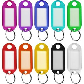 20 PCS Key Tags ، 10 لون متنوع من علامات المفاتيح مع حلقة ، علامات معرفات العناصر مع ملصقات ورقية فارغة (20)