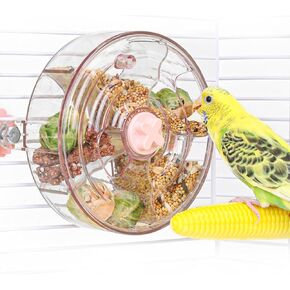 Bird Foraging Toys Seed Food Spinning Training Feeding Parrot Toy for Budgies, Lovebirds, Cockatoos, Parakeets and Other Small to Medium Sized Birds (Pink)
