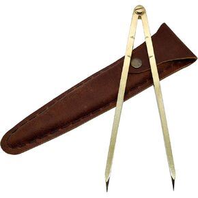 5MOONSUN5's Vintage Navigation Straight Pattern Artist Divider Solid Brass Drawing Tool Professional 8" Long Solid Brass with Heavy Duty Brass Point Tool for Art Projector with Leather Case