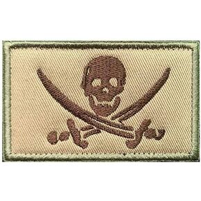Antrix Coyote Brown Pirate Flag Patch Jolly Roger Captain Jack Tactical Military Emblem Padge Batch & Loop Patch for Backpacks Caps Hats Atts Military Asiforms E. إلخ.
