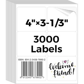 3 1/3 "× 4" ملصقات شحن لاصقة ذاتية للطابعة الحبر والليزر ، 500 ورقة ورقة طابعة قابلة للطباعة ، ورق ملصق غير لامع للطابعة (6 ملصق شحن/ورقة)