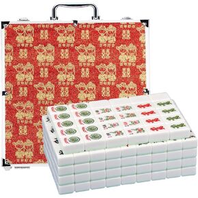 مجموعة Mahjong الأمريكية 174 MANTER MAHJONG TILES GREEN 1.6 بوصة MAHJONG مجموعة مناسبة لجداول Mahjong التلقائية والجداول العادية مع مربع الهدايا Mahjong