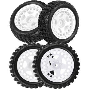 عجلات وإطارات RC ل 1/18 Typhon Grom RC Crawler Car ، عجلات عربات التي تجرها العربات العربات المسبقة وإطارات المطاط حافة البلاستيك ، 4 مساءً أبيض