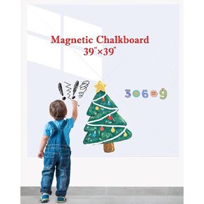 Magnetic Chalkboard Wall, 39"x39" Tangram Magnetic Whiteboard Contact Paper with Upgraded Adhesive, Removable Individual Parts of Peel and Stick White Board for Playroom, School, Office