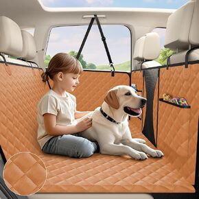 AsFrost Upgraded PU Leather Dog Car Seat Cover for Back Seat, Waterproof Scratchproof Back Seat Extender Protector with Hard Bottom for Dogs Travel Camping, Dog Hammock Bed for Cars SUVs Trucks-Black