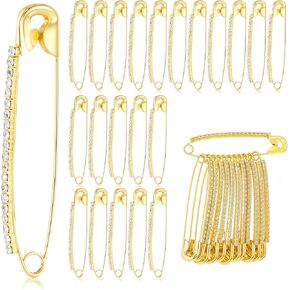 30 PCS الذهب الذهب دبابيس السلامة دبابيس الذهب الذهب سترة شال مقاطع شال نساء دبابيس دبابيس فو ، الكريستال اللؤلؤ دبابيس السلامة للنساء تنانير وشاح القبعة السترة سترات السترة