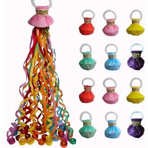 12 Pack Streamer Poppers, 6 Color Mix No Mess Confetti Poppers，Party Poppers No Mess Streamers Easy to Clean Handheld Streamer Cannon，Ideal for Celebrations and Events