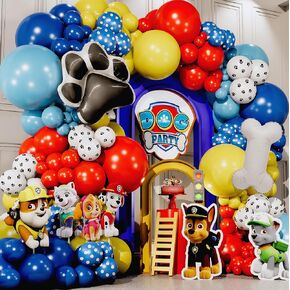 All-in-1 Paw Balloons Garland Garland Arch Kit مع Bonus Dog Bone & Paw Print Balloons لزينة عيد ميلاد PAW-Paw Balloons Backdrop ، Paw Party Supplies for 3rd Yo Boy