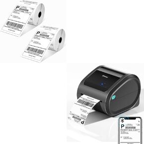 D520BT Bluetooth Shipping Label Printer and 2 Roll Thermal Labels, Wireless Thermal Label Printer for Small Business, Thermal Printer for Shipping Labels