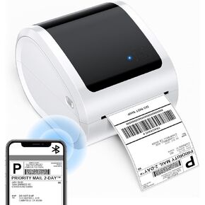 ASprink Bluetooth Thermal Label Printer 4x6 - D520BT Thermal Shipping Label Printer Build-in Holder, Wireless Label Printer for Small Business, Compatible with USPS, Shopify, Ebay,Amazon, White