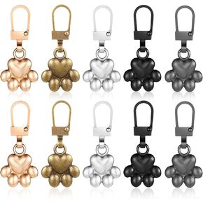 Oruola 10pcs Decorative Zipper Pulls for Purses,Dog Paw Zipper,Metal Zipper Pull Charm,Zipper Pulls Replacement for Luggage Backpacks Purses Jackets Handbags Keychain DIY Crafts Jewellery Making