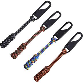 4pcs paracord Zipper Pulls استبدال علامة تبويب "أدوات إصلاح السوستة المعدنية" العالمية ، علامة تبويب سلك الحبل المنسوجة لسترات الظهر للأمتعة (4pcs-b)