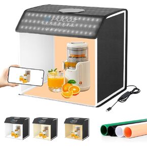 Light Box Photography, PULUZ 16"x12" Portable Photo Box with 320 LED Beads, Professional Photo Booth Shooting Tent Kit with 4 Color PVC Backdrops for Jewelry and Small Items Product Photography