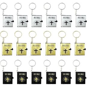 18 PCS Mini Bible Keychain ، Miniature Bible Key Chains Bulk Christian Keychain for Church Homeirs Homes