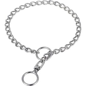 Dog Chain Collars, Silver Small Dog Chain Collar and Leash,Chew Proof Metal Necklace, Anti-Winding Leash Extension, Heavy Duty Training Choker for Small, Medium, Martingale Slip Collar