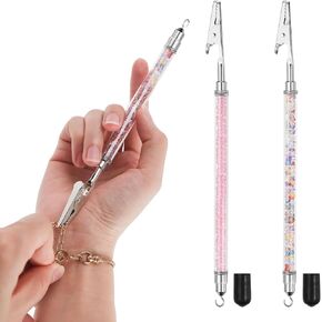 2 PCS Bracelet Helper Tool ، 2 في 1 سوار مساعد لوضعه على نفسك ، مقاطع مساعد للمجوهرات سوار قلادة ، أداة مساعدة سوار محمولة مع خطاف ، أداة مساعدة سوار للنساء