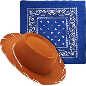 Blue Panda 2 قطعة Western Cowboy Hat و Bandana للأطفال ، الأولاد ، الفتيات ، قبعة رعاة البقر لحفل أعياد الميلاد وملحقات الأزياء الهالوين