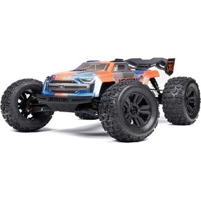 Arrma RC Truck 1/8 Kraton 4x4 6S BLX Brushless V6 Speed ​​Truck RTR (بطارية LIPO وشاحن غير مدرج) (أزرق/برتقالي) ، ARA8608V6T1