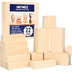 Basswood Corving Blocks-22pcs Whittling Wood Clocks Kit Wood Corving مع 3 أحجام مختلفة ، خشب باسوود ناعم من أجل Whittling ، سهل الاستخدام للأطفال والبالغين