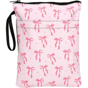 غلاف كتاب Whaline Pink Bow Cover Coquette Bowknot Book مع حامي الكتب ذات الوجهين من السوستة