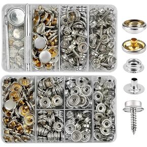 Gtaaoy 320 PCS Cover Cover Cover ، Snap Snap Snap Snap Snap for Boat Cover ، 3/8 "Socket Hight Duty Snap Stables (Sliver)