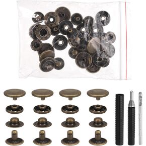 Harfington 50 Set Leather Snap Stables Kit 17mm Metal Snap Button Button Press Press Presss Tuds Thipets Snaps مع 3 أدوات Setter لسترات الملابس الجينز يرتدي الأكياس والأبيض