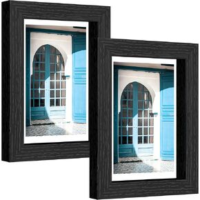 eletecpro 11x14 Floating Picture Frames Set of 2, Clear Double Glass Picture Frames for Wall Mount, Vertical or Horizontal Display Multi-size Photos and Artworks up to 11x14 Inches, Home Decor, Black