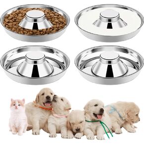 4 Pack Puppy Bowls for for Small Dogs, Stainless Steel Dog Bowls for Food and Water, Slow Puppy Feeding Bowl Whelping Dishes for Multiple Puppies Kittens