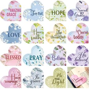 48 PCS Bible Heart Magnetic Longms للنساء المرجعية الدينية المسيحية مع آيات الكتاب المقدس مقاطع الصفحة المغناطيسية هدايا عيد الأم الملهمة لمحبي قراءة الكنيسة
