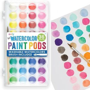 Ooly Chroma Blends Pearlescent Watercolor Set, 12 Colors, Watercolor Pack for Creative Kids and Adults, Vibrant Colors in a Portable Case, Art Supplies for Ages 6 and Up, Brush Included