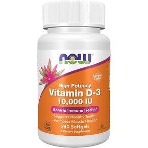 NOW Supplements, Vitamin D-3 10,000 IU Softgels, Vitamin D, Joint Support, 240 Softgels