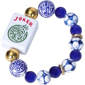 American Mahjong Accessory (Blue) with A Joker Tile, Fits Wrist Sizes Ranging from 5.7 to 7.25 Inches