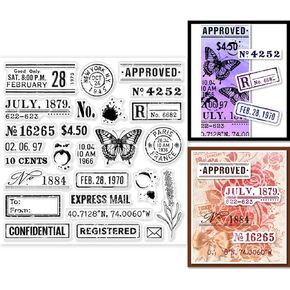 GLOBLELAND Vintage Text Background Transparent Clear Stamps Retro Numbers Embossing Stamp Sheets Silicone Clear Stamps Seal for DIY Scrapbooking and Card Making Paper Craft Decor in Kuwait