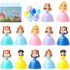 12pcs Easter Egge Prected Princess Toys Easter Gifts for Kids Basket Stuffers Stufting Eggs Party