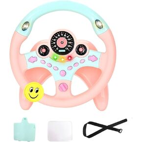 Kids Steering Wheel for Car, Driving Simulated Toy Steering Wheel for Kids with Light and Music, Electric Early Learning Educational Baby Steering Wheel Toy for Kids（Yellow） in Kuwait