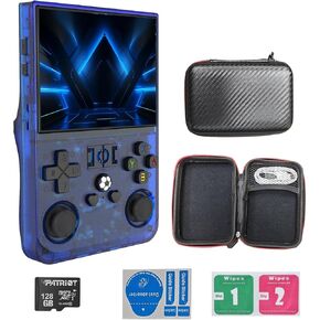 R36PRO RETRO HANEHELD GAME CONSOLE LINUX SYSTEM 128G CARD 20000+ GAME ، Portable Retro Game Console 3.5 IPS Screen Support 802.11n WiFi Connecto (Clear Black-128G)
