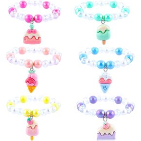 Niceup Girls Pastel Sweets Play Bracelets Jewelry Bracelets with Charms Cute Ice-Cream Cake Cake Strawberry Cherry Charm Charm Form