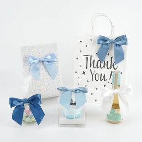 Aimudi 5 Colors Dusty Blue Bows 4.5 "أقواس ساتان مع تويست روابط القوس الأزرق للهدية الحرف اليدوية لعلاج الأكياس كعكة البوب ​​القوس قوس لحفل الزفاف استحمام عيد ميلاد الحفل ، 50 PCS
