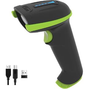 Tera Barcode Scanner Wireless Versatile 2-in-1 (2.4Ghz Wireless+USB 2.0 Wired) with Battery Level Indicator 328 Feet Transmission Distance Rechargeable 1D Laser Bar Code Reader Handheld 5100E Green