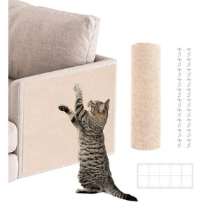 حصيرة خدش القط ، 2 PCS 39.4 "x15.8" منصات خدش القط ذاتيا ، واقي الأثاث للأرائك ، وأشجار القط ، والجدران ، وسجاد القط المضاد للخلع لتبديل برج القط (بيج)