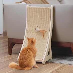 Scratcher Cat Cat Cat ، منحدر خدش Sisal Kitty ، وسادة خدش الشكل للقطط الداخلية ، 25.6 "واقي أثاث مع لعبة الماوس