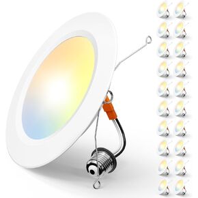 Amico 5/6 inch 5CCT LED Recessed Lighting 20 Pack, 1050LM Ultra-Thin Flat LED Can Lights, Dimmable, IC Rated, 12W Eqv 110W, 2700K/3000K/4000K/5000K/6000K Selectable, Retrofit Installation- ETL & FCC