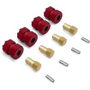 4pcs الألومنيوم الموسعة 7 مم محول عجلات محول تمديد تمديد Combiner Combiner+4mm موسع للترقية SCX24 المحورية 1/24 RC Crawler SCX24 ترقيات أجزاء (أحمر)