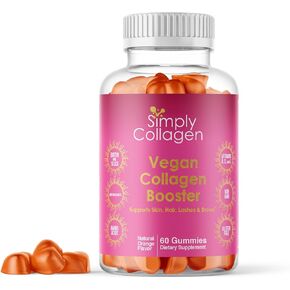 Simply Collagen® Vegan Collagen Booster Gummies, Promotes Youthful & Beautiful Skin, Hair, Nails & Lashes, Key Amino Acids & Antioxidants, Biotin, Vitamin A,C,E