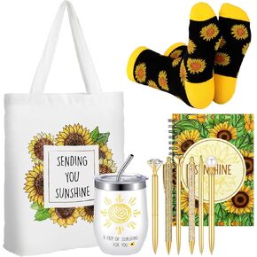 Mother's Day Gifts for Women Include 12 oz Sunflower Christian Mug Sending You Sunshine Bag Sunflower Sock Ballpoint Pens Floral Pattern Notebook for School Office Supplies