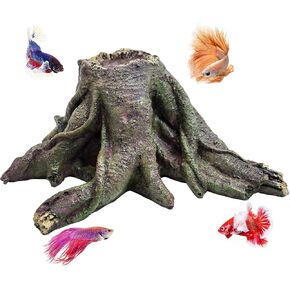 Pinvnby Resin Aquarium Tree Hollow Stump Decor